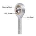 thumbnail image 4 of Uxcell Spherical Rod End Self-lubricated Bearing Left Hand Male Thread Connector 6mm, 4 of 6
