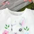 thumbnail image 4 of GYRATEDREAM Easter Outfits Newborn Baby Girls Bunny Print Short Sleeve Romper Top Bell-Bottom Denim Pants Sets for 18-24M, 4 of 9