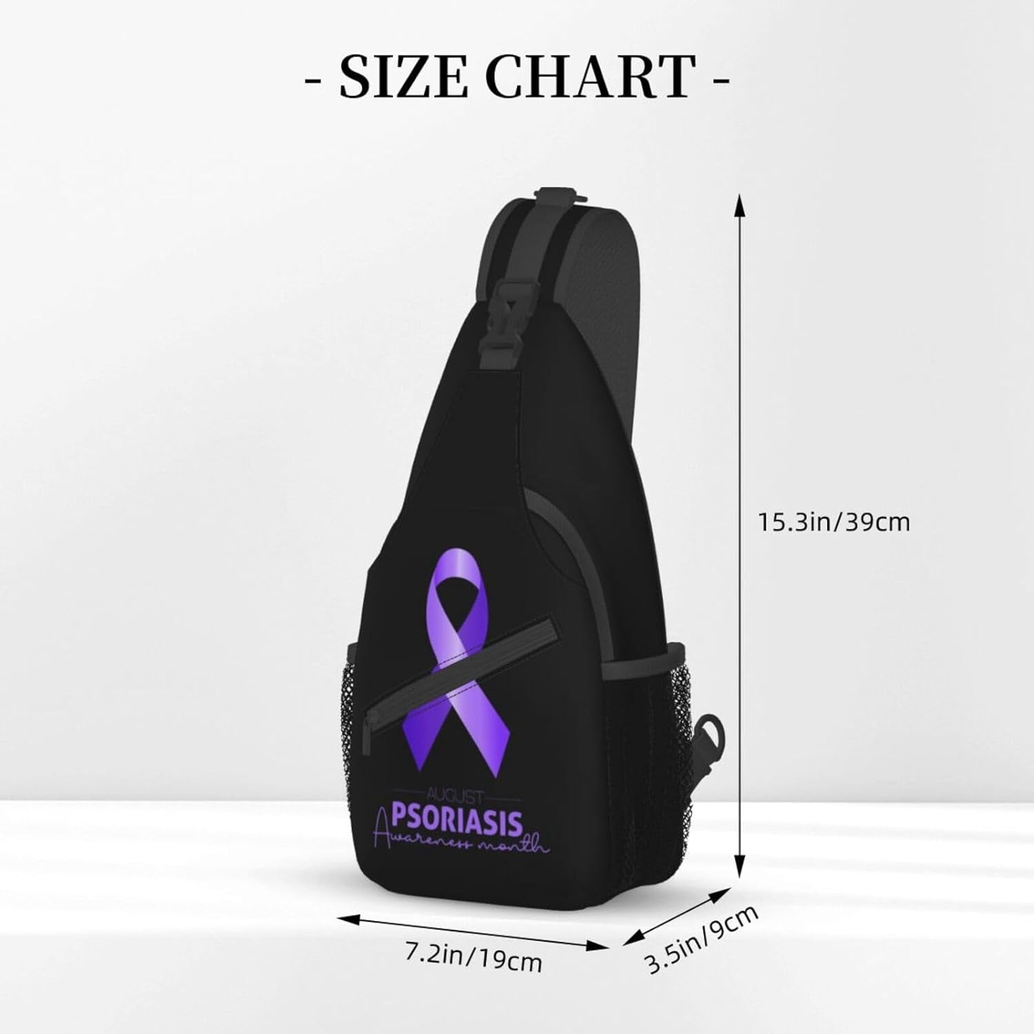 Psoriasis Awareness & Eczema Awareness Orange Purple Ribbon Sling Bag Crossbody Hiking Travel Chest Bags Backpack Shoulder Daypack for Women Men
