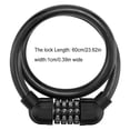 thumbnail image 2 of Bicycle Lock Cable 4 Digit Anti-theft Mountain Bike Motorcycle Electric Scooter Outdoor Riding Security Spare Accessories Black Without Bracket, 2 of 8