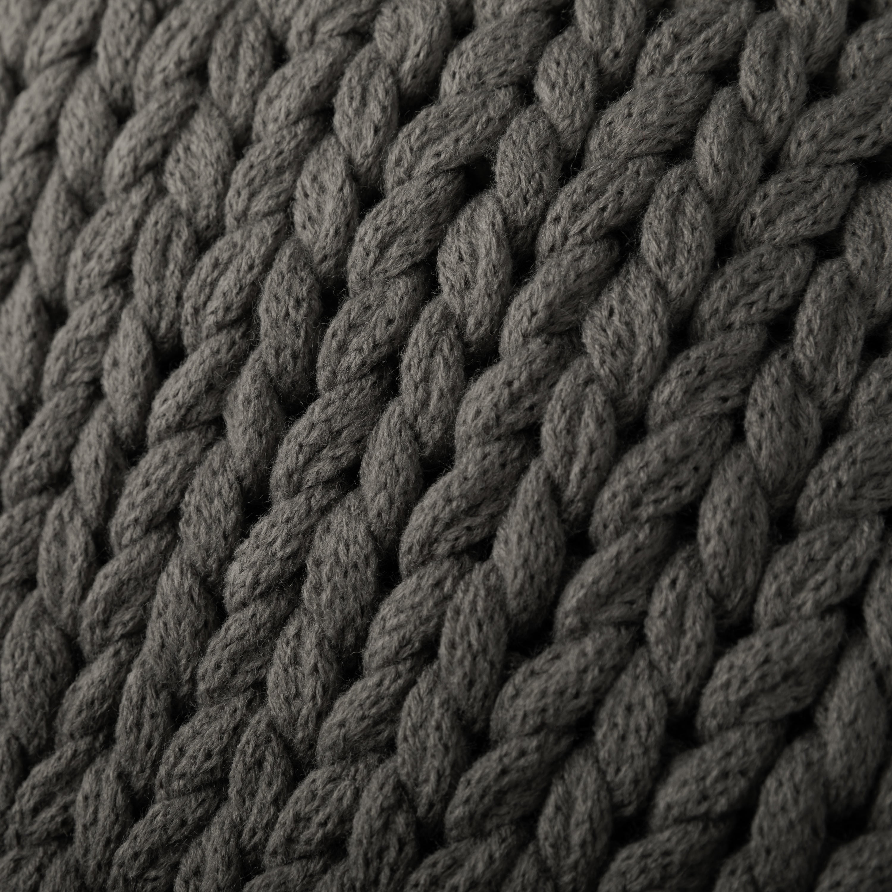 Comfort Canopy - Throw Blanket, Gray Chunky Soft Acrylic Hand-Knit