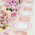 thumbnail image 2 of 450 PCS Rose Gold Disposable Dinnerware Set for 75 Guests, Valentine's Day Plates, 75 Dinner & Salad Plate, Cups, Forks Knives Spoons for Wedding Reception and Mothers Day Plates, 2 of 12