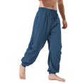 thumbnail image 4 of Men's Linen Casual Pants, Elastic Waist Drawstring Beach Yoga Trousers, 4 of 5