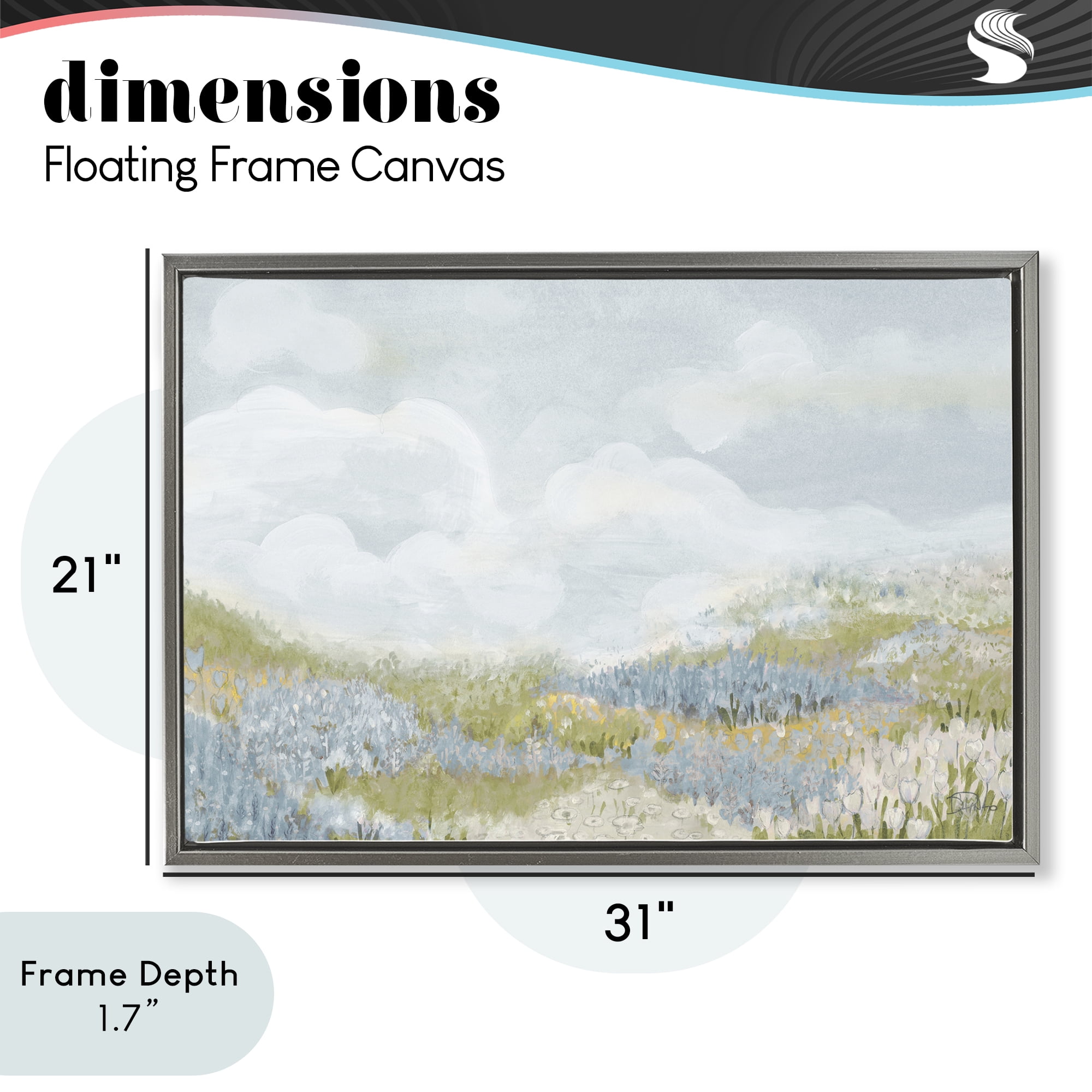 Stupell Industries Blue Floral Meadow Gray Framed Floater Canvas Wall Art, design by Patricia Pinto