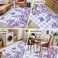 thumbnail image 5 of Purple Flowers Area Rugs 4'x6', Washable Small Throw Rugs for Office Bathroom, Butterfly Spring Floral Checkered Farmhouse Indoor Outdoor Rug Non-Slip Low Pile Carpet Runner Reversible Floor Mats, 5 of 8