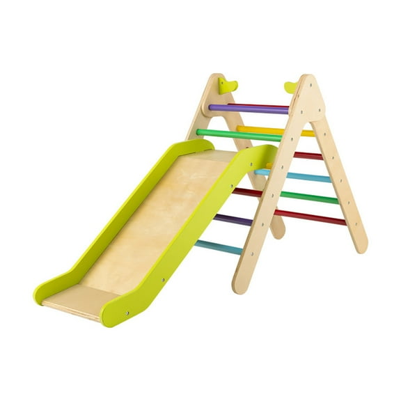 CIPACHO 2-in-1 Wooden Triangle Climber Set with Gradient Adjustable Slide, Slide for Toddlers Age 1-6, Multicolor