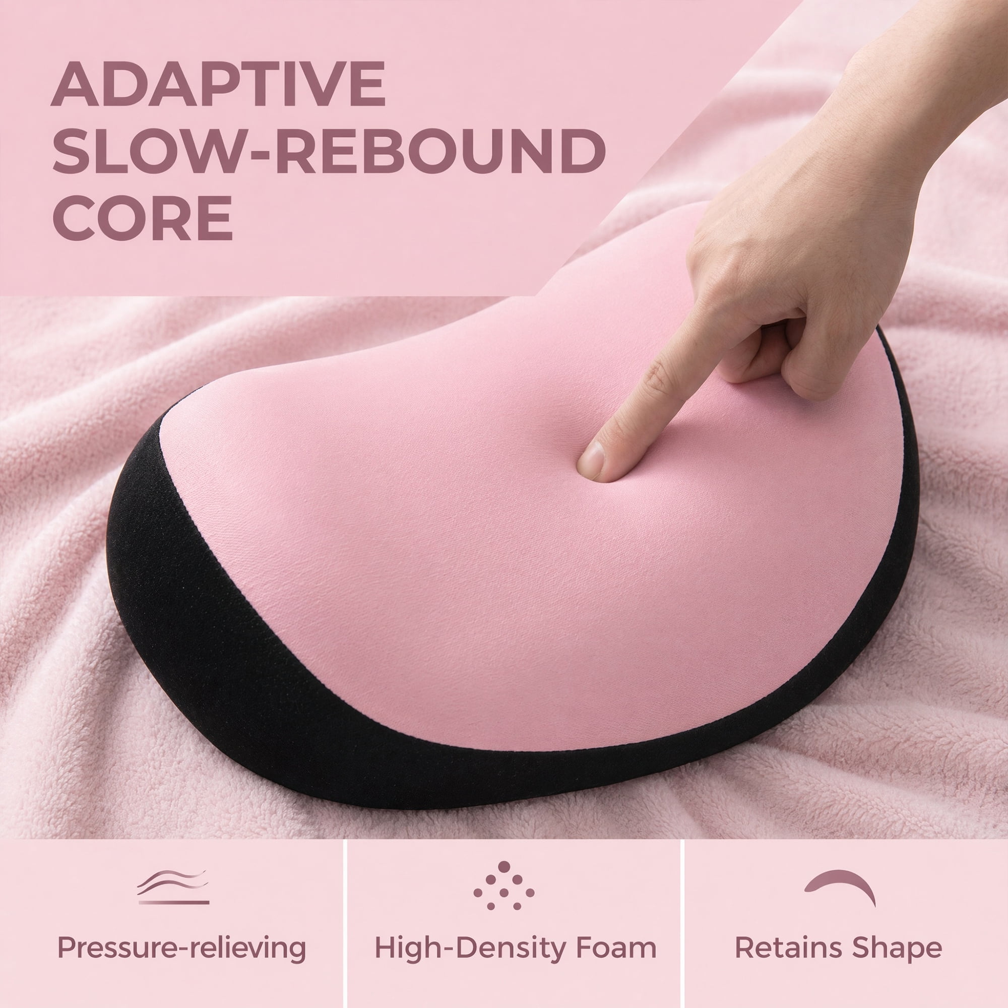Unique Bargains Comfortable Neck Pillow Cotton Cervical Support Pink 10.6" x 7.1"