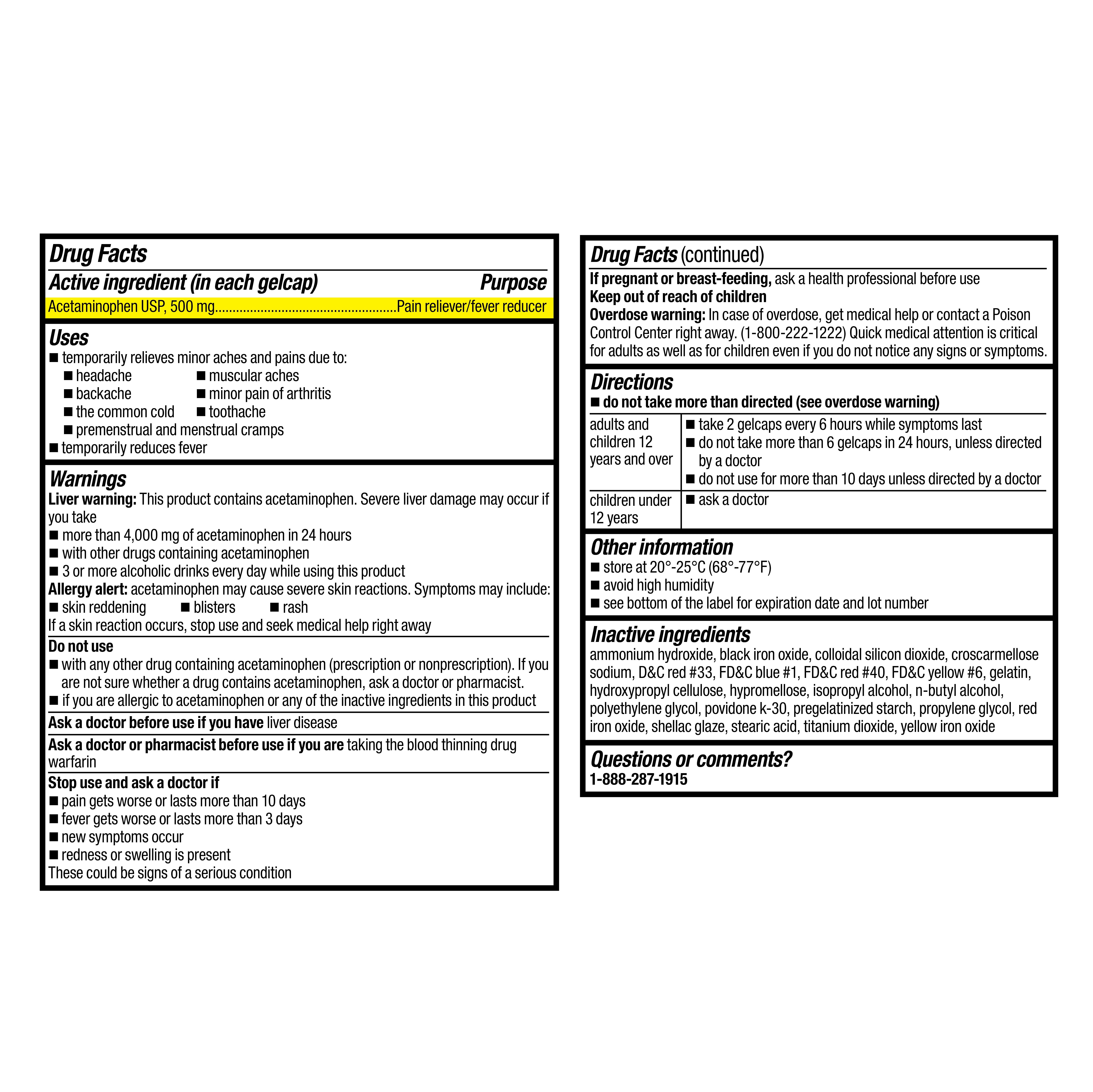 Equate Extra Strength Acetaminophen 500mg Gelcaps, Pain Reliever and Fever Reducer, 225 Count