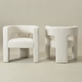 thumbnail image 3 of KINWELL 28" W Boucle Accent Chair Armchairs Set of 2, Upholstered Square Open-Back Barrel Chair, No Assembly Side Chair ArmChairs for Living Room Bedroom Lounge (Cream), 3 of 11