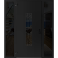 thumbnail image 2 of Front Exterior Prehung Steel Door / Ronex 1477 Black Enamel / 2 Side Exterior Windows Sidelites/ Stainless Inserts Entry Metal Modern Painted W14+36+14x80 Right-hand, 2 of 5