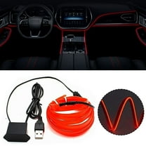 5M Car Interior Lighting LED Strip Decoration El Wire Rope Tube Line Flexible Neon Light USB Ambient Red Lights For RV Campers