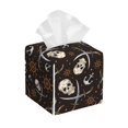 thumbnail image 1 of Fotbe Pirate Skulls Porta Pañuelos Decorativo de Cuero, Caja Cuadrada Moderna para Pañuelos Faciales, Organizador y Dispensador 5x5x5'', 1 of 7