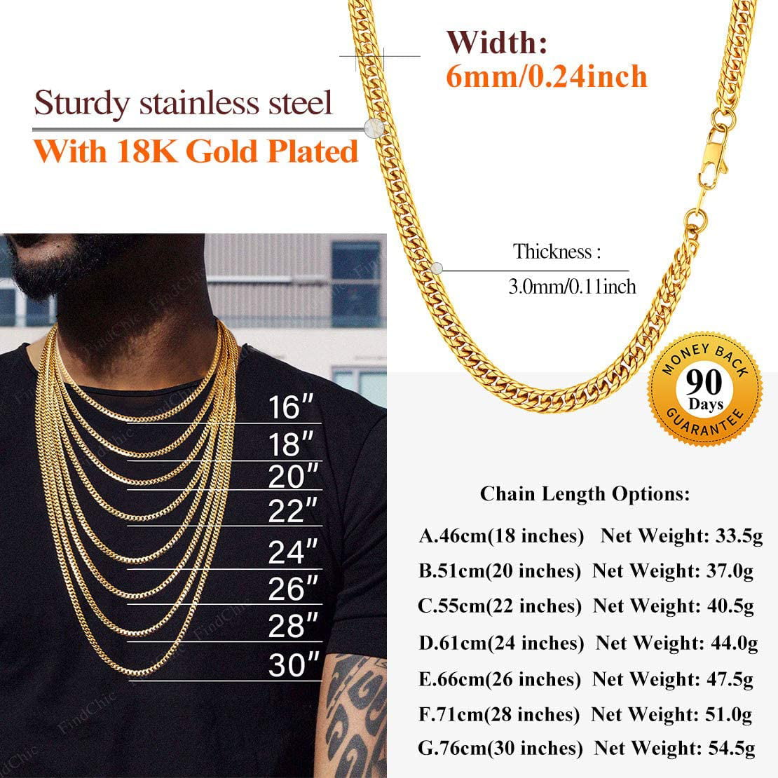 Chunky Chain Link Mens Necklace x 12mm Wide, 17 oz +