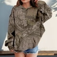 thumbnail image 2 of XDDLITP Camo Hoodie Kids Maple Leaf Print Long Sleeved Sweatshirts Plus Size Drop Shoulder Trendy Pullover with Pocket,Brown 140, 2 of 6