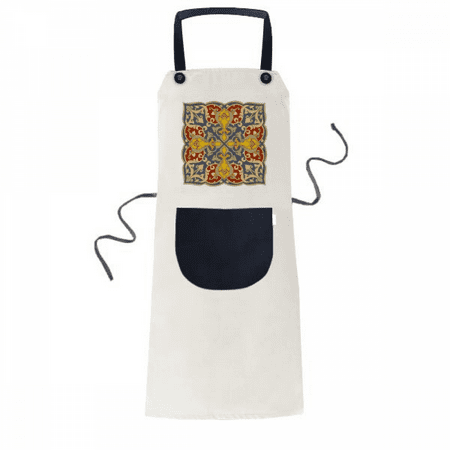 

colorful flower repeat pattern apron adjustable bib cotton linen bbq kitchen pocket pinafore