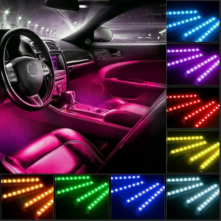 4X RGB Colored USB LED Glow Interior Car Kit Under Dash Foot Floor Seat  Light