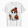 thumbnail image 6 of TOWED22 Halloween Shirts for Women Cute Ghost with Coffee Pumpkin Shirts Cute Fall Short Sleeve Graphic Tee Tops(White,3XL), 6 of 6