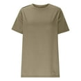 thumbnail image 7 of Wyobmus Womens Tops Summer High Crew Neck T Shirts Short Sleeve Casual Loose Fit Cute Basic Tee Clothes Khaki, 7 of 7