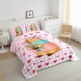 thumbnail image 3 of Castle Fairy Preppy Child Cartoon Capybara Twin Comforter Sets,Pink Love Heart Bedding Set, 3 of 8