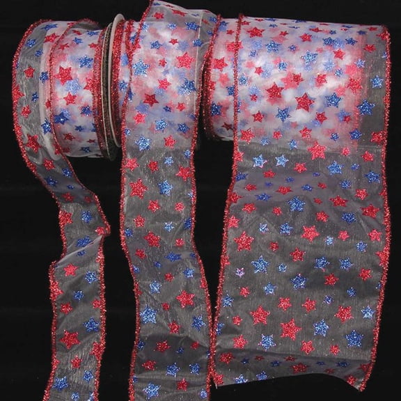 White Grade American Star Print Craft Ribbon 6" x 20 Yards