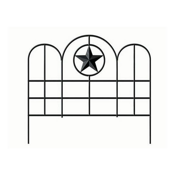 Panacea Steel Garden Edging Fence Panels with Star, Set of 6, Black, Garden Border Fence