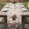 thumbnail image 4 of 4th of July Table Runner 70 Inches, Independence Day Patriotic Flowers Dogs Beige Bed Runner Dresser Scarves Tabletop for Indoor Outdoor Parties/Ceremony/Banquet, 13" x 70", 4 of 9