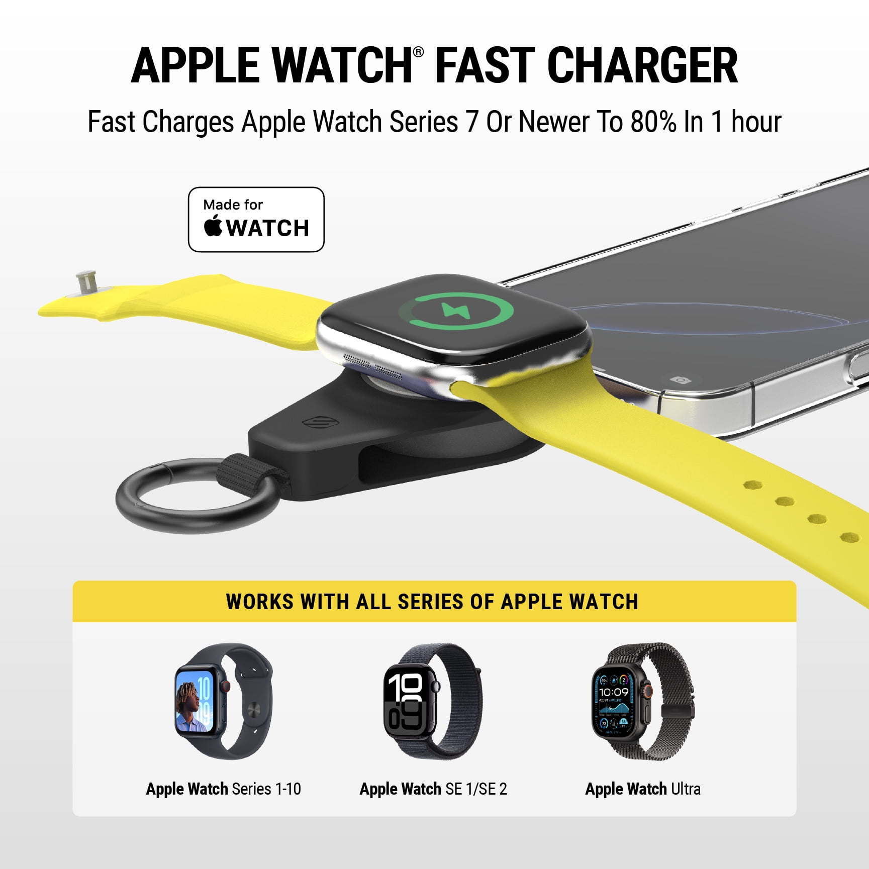 Scosche AWADPF-RP USB-C Wireless Magnetic Portable Travel Charger for Select Apple Watches