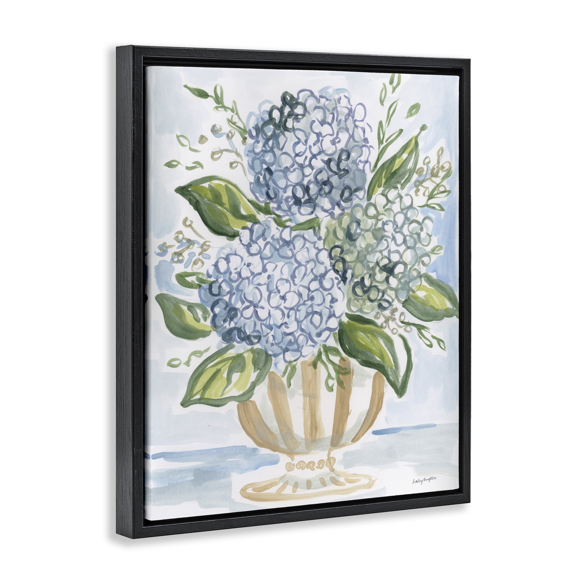 Stupell Industries Serena Pastel Hydrangea Bouquet Black Framed Floater Canvas Wall Art, design by Haley Knighten