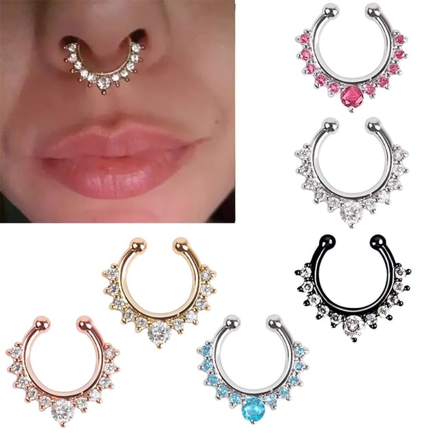 De Aros Falsos Para La Nariz Para Mujer, Aro De Aleación De Diamante Para La Nariz, Tendencia De Perforación Con Personalidad Para Mujer, Clip Simple Sin Agujeros En Forma De U Para Uso Diario 6 Uds Yuarrent AP005778-00