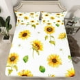 thumbnail image 2 of Sunflowers Bed Sheet Set Floral Print Bed Sheets Yellow Flowers Pattern Sheets Flower Painting Sheet Set Teens Microfiber Full, 2 of 6