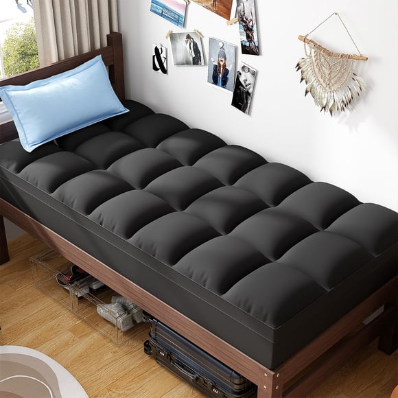 Cubrecolchón ABENE Twin XL extra grueso con la parte superior acolchada negra