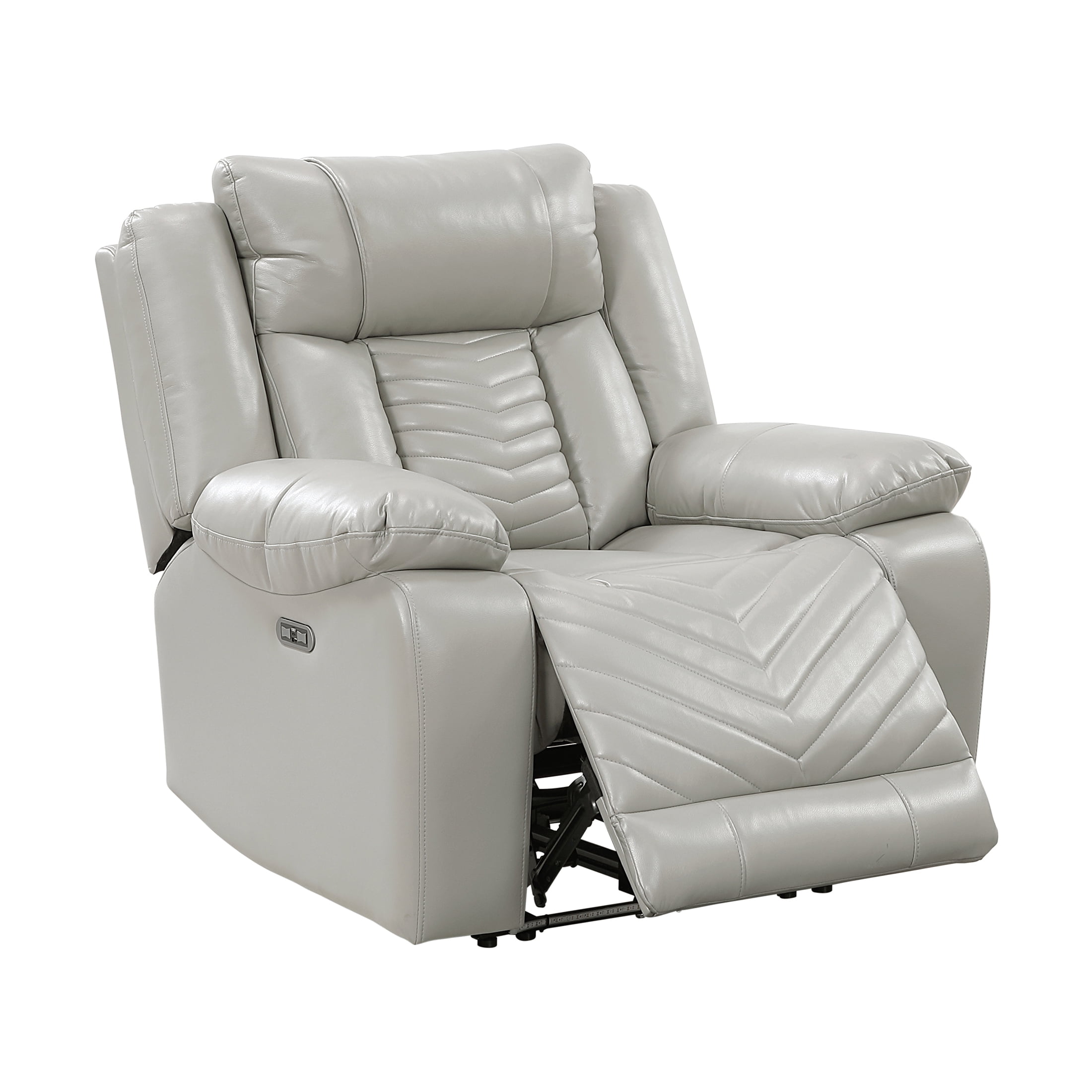 OakvillePark Orinthal Faux Leather Power Reclining Chair with LED and Charging Ports, Gray
