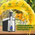 thumbnail image 3 of Hilax Juice Machines,Powerful Juice Extractor Machine with 3" Feed Chute for Whole Fruits & Veggies,1100W Fast Juicing Fruit Juicer,Centrifugal Extractor, BPA Free,Silver, 3 of 8