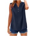 thumbnail image 2 of ICHUANYI Womens Solid Cotton Linen Tank Tops V Neck Button Casual Cami Sleeveless Blouses Summer Basic Shirt, 2 of 7