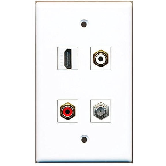 RiteAV - 1 Port HDMI 1 Port RCA Red 1 Port RCA White 1 Port Coax Cable TV- F-Type Wall Plate
