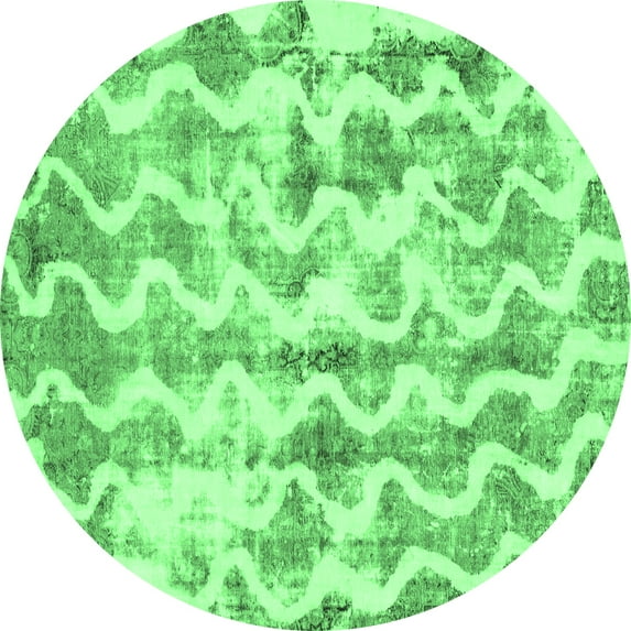 Ahgly Company Indoor Round Abstract Emerald Green Modern Area Rugs, 5' Round