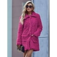 thumbnail image 5 of Eilly Bazar Purple Teddy Coat for Women Long Sleeve Female Mid Length Coat S, 5 of 5