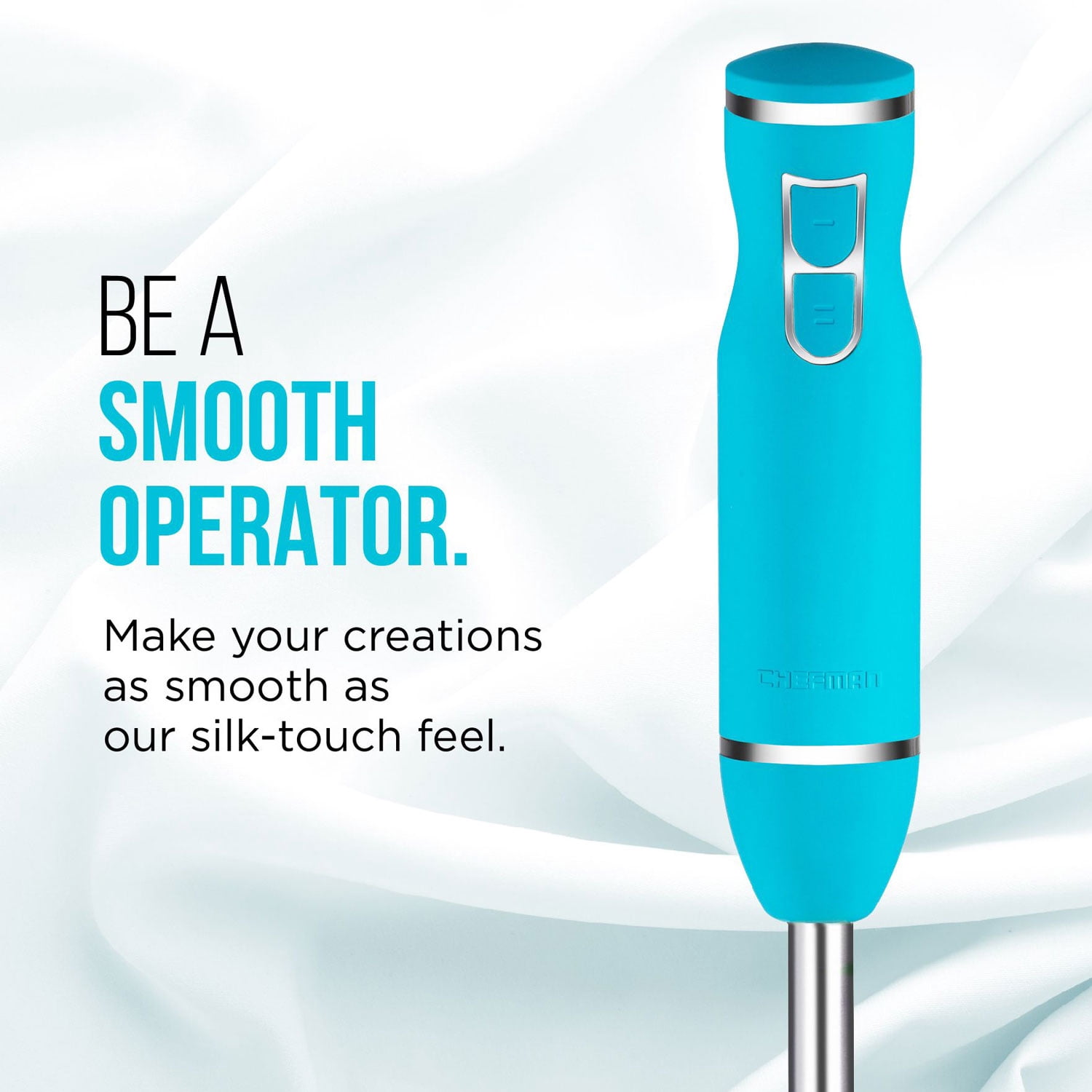 Chefman Immersion Stick Hand Blender, Stainless Steel Blade, Turquoise