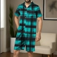 thumbnail image 5 of FAHXNVB Men Plaid Pajamas Sets Short Sleeve Button-Down Sleepwear Tops and Shorts Sets Two-Pieces Loungewear with Pockets, 5 of 5