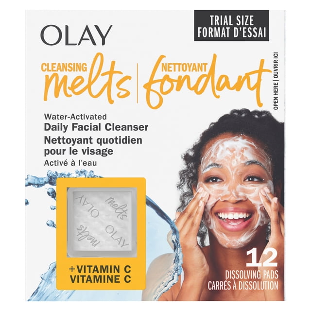 Olay Cleansing Melts + Vitamin C Face Cleanser, Water-Activated Face Wash Cleans, Tones, and Refreshes Skin