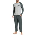thumbnail image 3 of MoFiz Men's Bamboo Pajamas Set Long Sleeve Crew-Neck Top and Pants with Pockets Loungewear 2-Piece for Men, 3 of 7