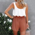 thumbnail image 4 of Gibobby Short Deportivo Pantalones cortos elásticos con volantes 2022 en la cintura, pantalones cortos informales altos de verano para mujer, pantalones cortos de Yoga(Marrón, L), 4 of 5