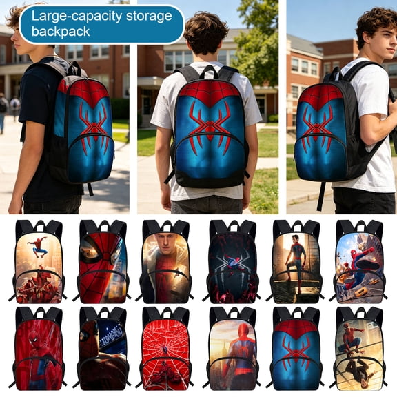 Spider Schoolbag with Large Capacity Storage Durable Lightweight Travel Daypack for Students for Classroom Use and Weekend Outings