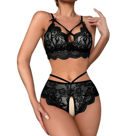 Running Girl High Sports Bra Woman Sports Bra Women Sexy Lace Lingerie Panties Two Piece Flower Embroidery See Through Set