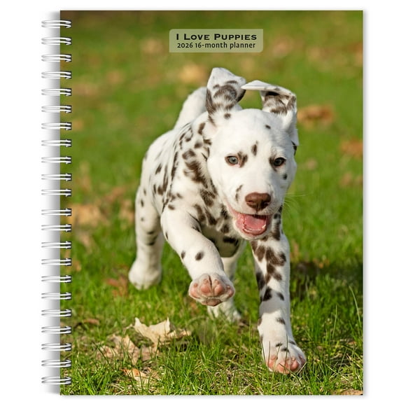 I Love Puppies | 2026 6x7.75" Spiral-Bound Weekly Engagement Planner | BrownTrout