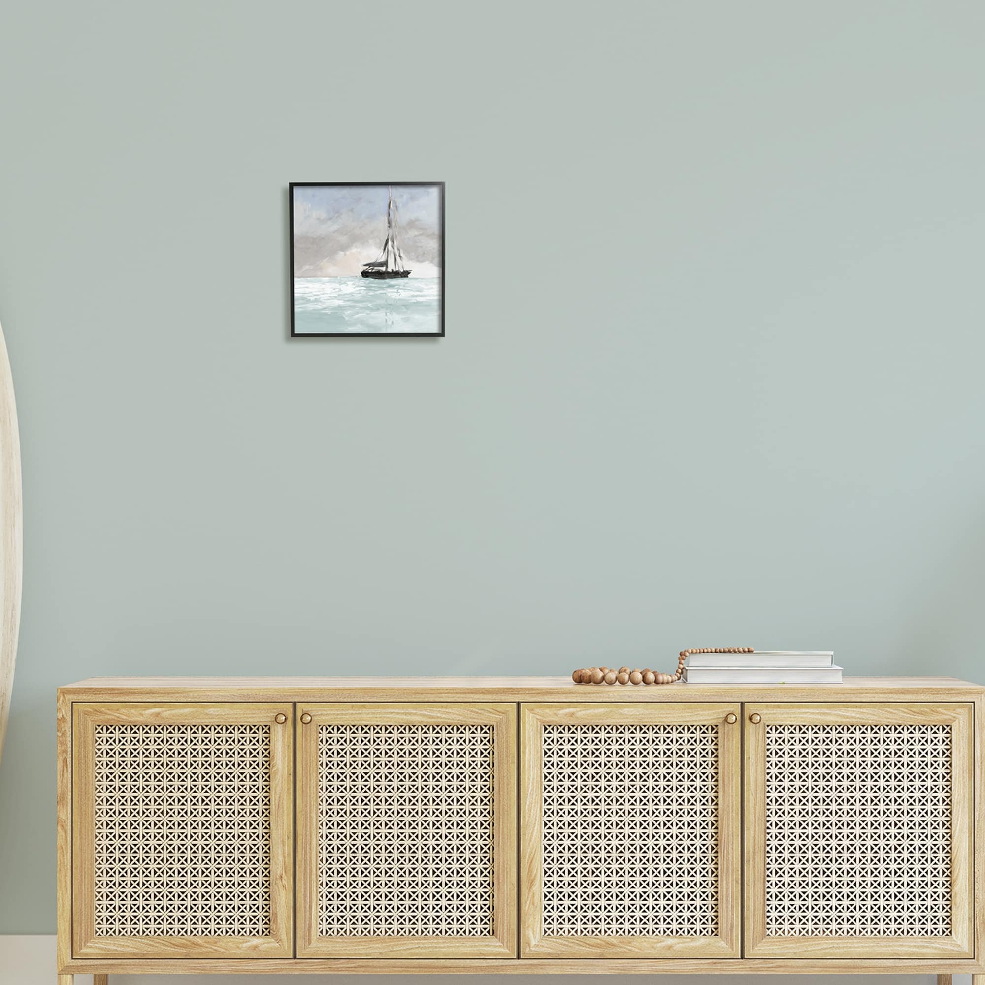 Stupell Industries Sailing Boat Navigating Gloomy Skies Icy Seas Outdoors,12 x 12, Design by Jane Slivka