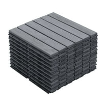 10 PCS Interlocking Deck Tiles Striped Pattern, 12" x 12" Square Light Gray Acacia Hardwood Outdoor Flooring for Patio, Bancony, Pool Side,...