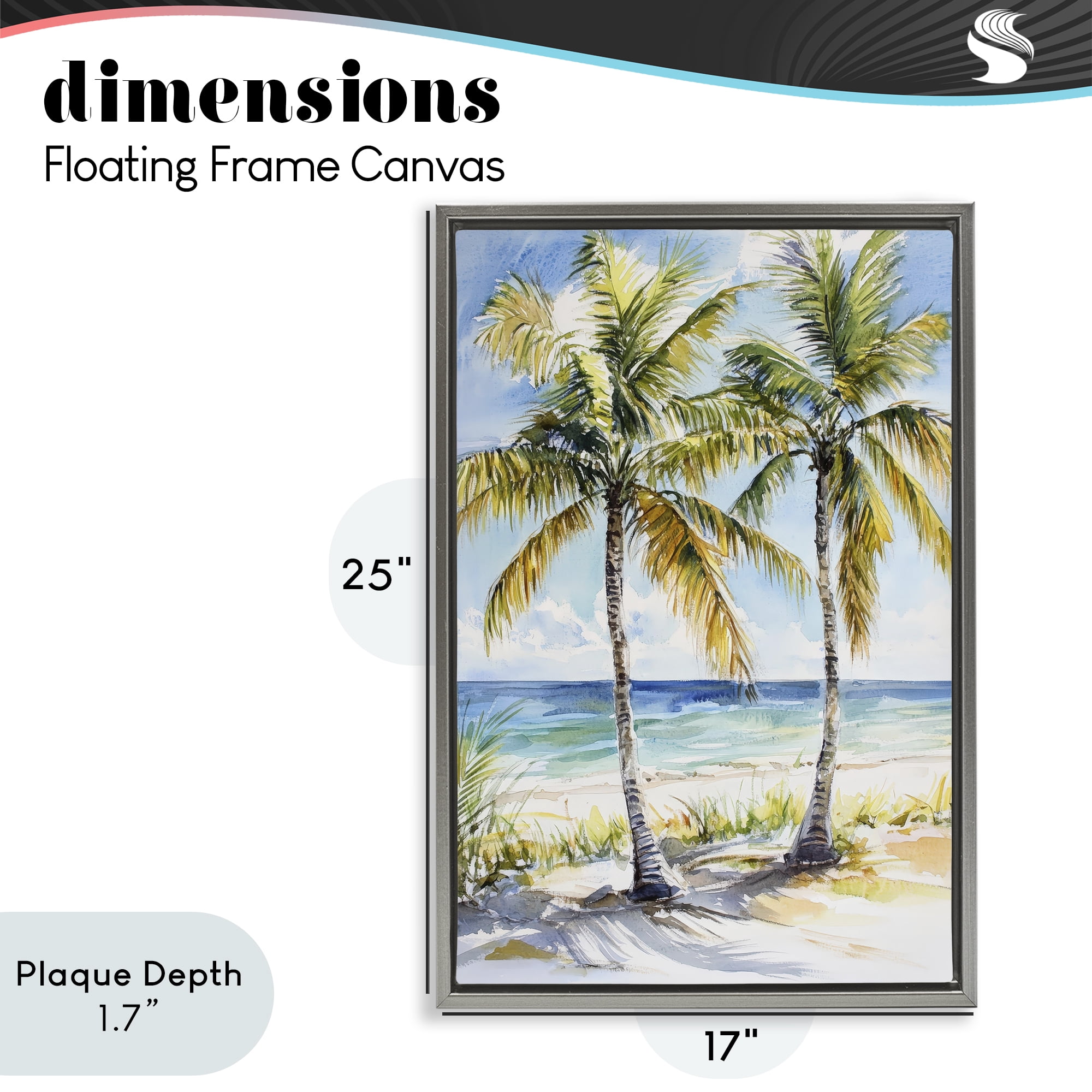 Stupell Industries Sandy Palms Duo Ocean View Gray Framed Floater Canvas Wall Art, design by Petal Prints Design