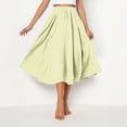 thumbnail image 4 of Women's Casual Summer Linen Midi Skirts High Waist Flowy A-Line Lightweight Skirt Solid Color Loose Casual Beach Vacation Wear Yellow One Size, 4 of 8