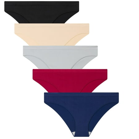 

Bikini Underwear for Women Cheeky Panties Soft No Show Seamless Hipster 5 Pack X-Large